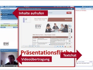 Bildschirm DimDimPräsentationsflächeInhalte aufrufenTextchatVideoübertragung