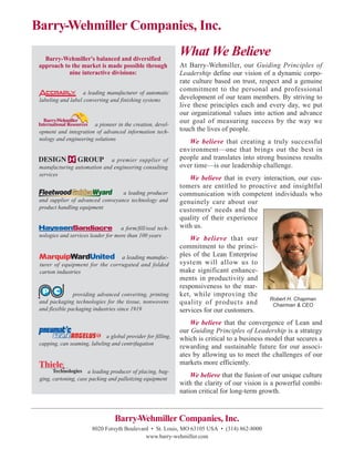 Barry Wehmiller Corporate Brochure 