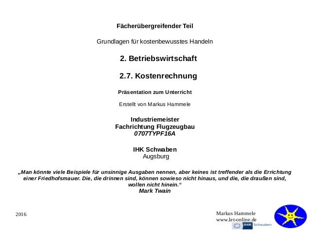 2.7. Kostenrechnung