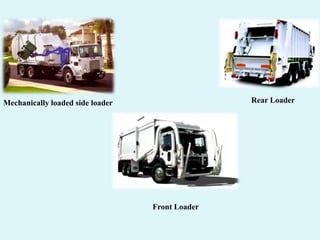 Mechanically loaded side loader
Front Loader
Rear Loader
 