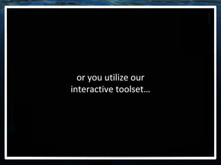 or you utilize our interactive toolset… 