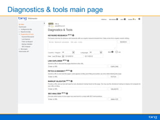 Bing Webmaster Tools Overview