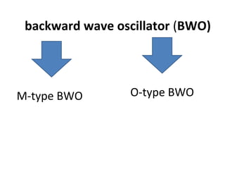 M-type BWO
backward wave oscillator (BWO)
O-type BWO
 