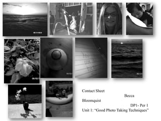 Contact Sheet
Becca
Bloomquist
DP1- Per 1
Unit 1: “Good Photo Taking Techniques”
 