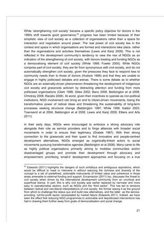 The role of NGOs and civil society in development and poverty reduction ...