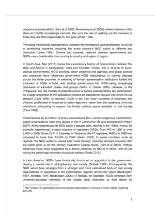 The role of NGOs and civil society in development and poverty reduction ...