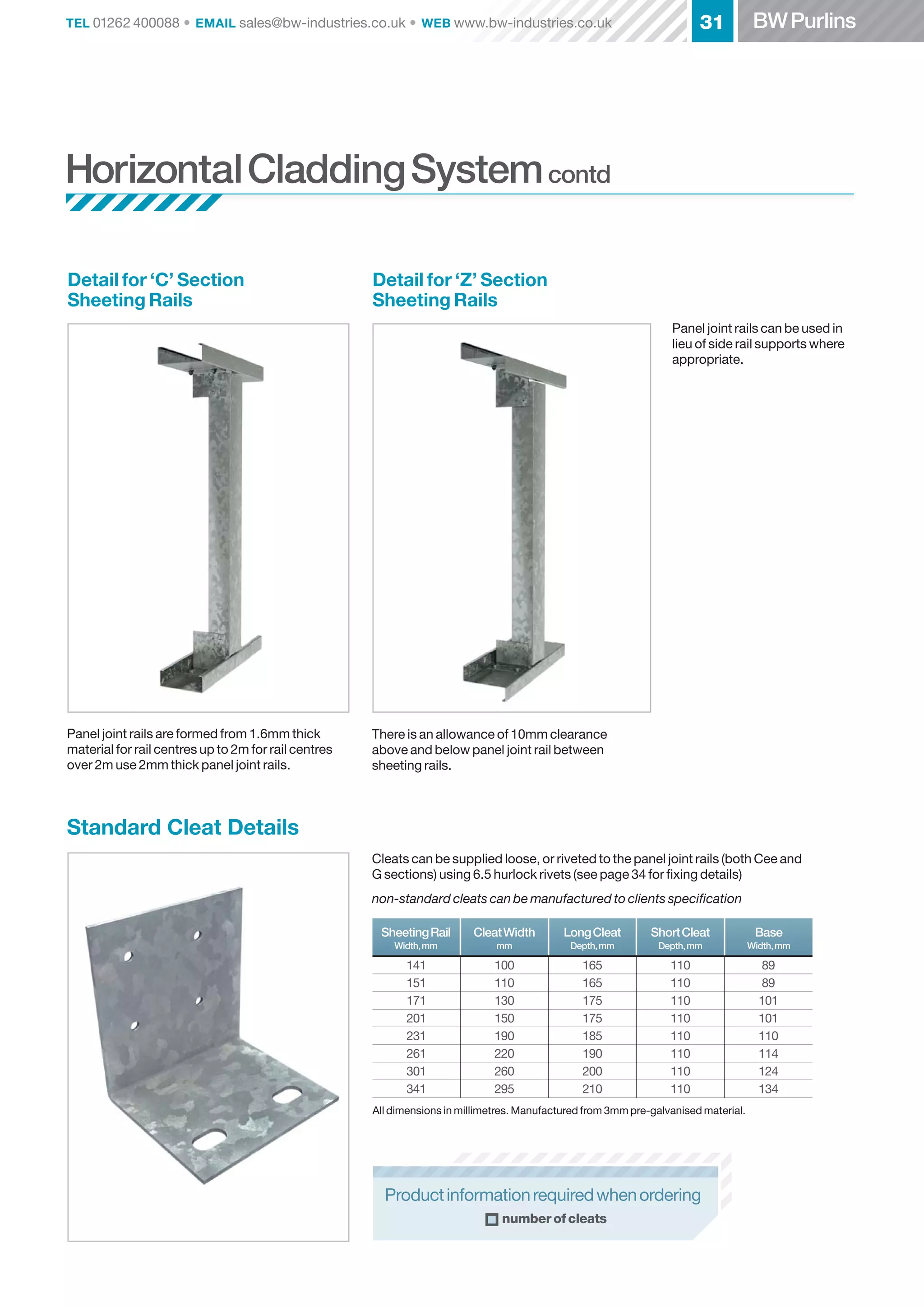 Sheetin Rails BW Industries : Steel Roof Purlins | PDF
