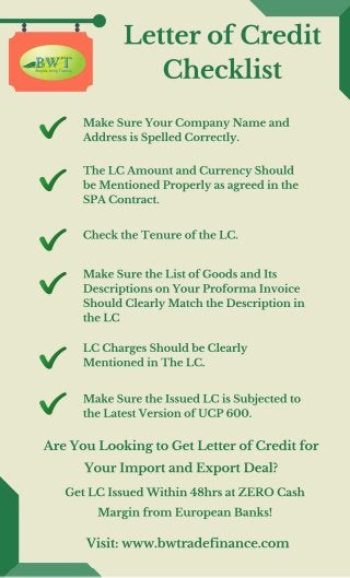 Infographics: Letter of Credit Checklist – How to Review LC at Sight