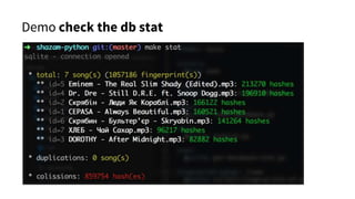 Demo check the db stat
 