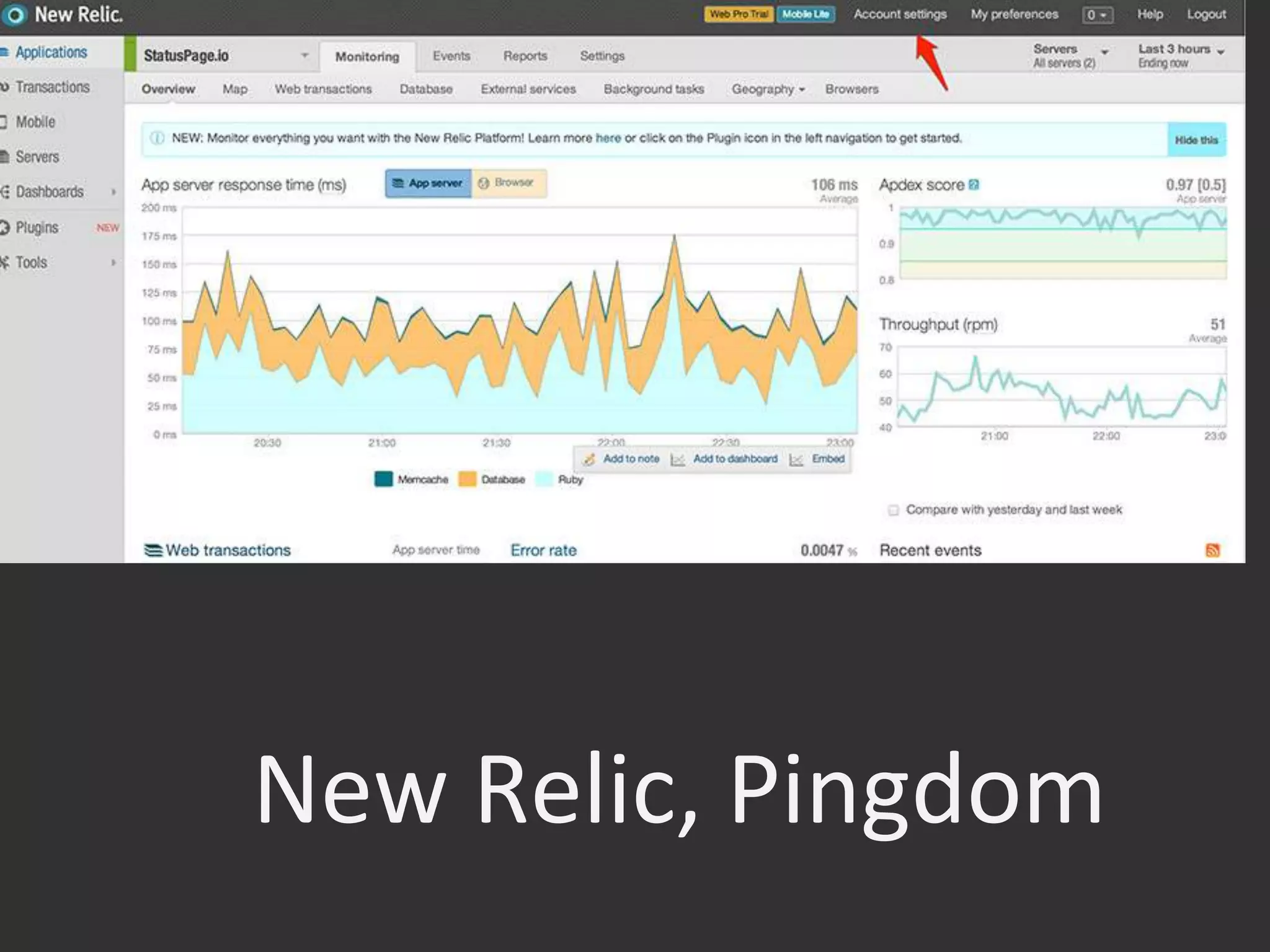 New	
  Relic,	
  Pingdom	
  
 