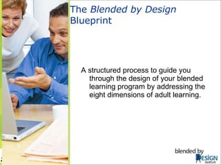 The  Blended by Design  Blueprint A structured process to guide you through the design of your blended learning program by addressing the eight dimensions of adult learning. SkillSoft 