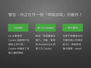 第三⽅方 Cookie 個⼈人識別Cookie
 