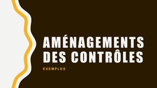 AMÉNAGEMENTS
DES CONTRÔLES
E X E M P L E S
 