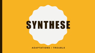 SYNTHESE
A D A P TAT I O N S / T R O U B L E
 