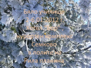 Бяло училище
   2-6.01.2012 г.
   Хотел “Бор” ,
курортен комплекс
     Семково
    в полите на
  Рила планина
 
