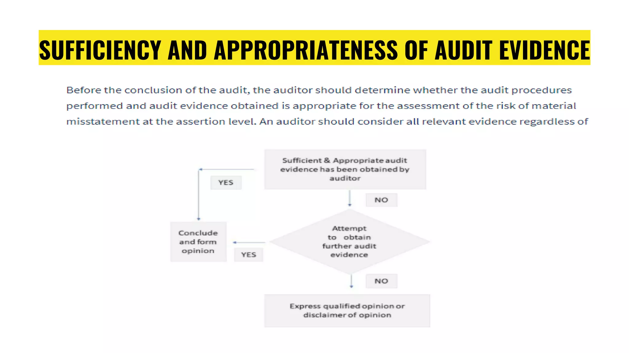 SUFFICIENCY AND APPROPRIATENESS OF AUDIT EVIDENCE
 