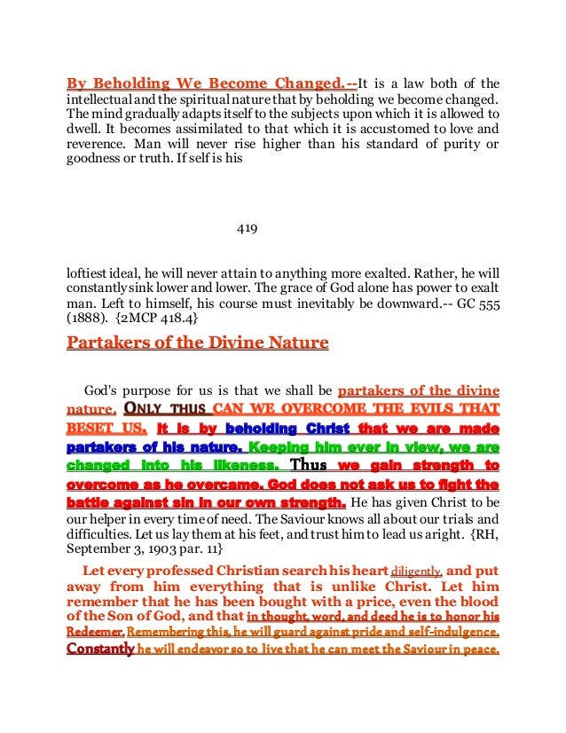 By Beholding We Become Changed By beholding we become changed