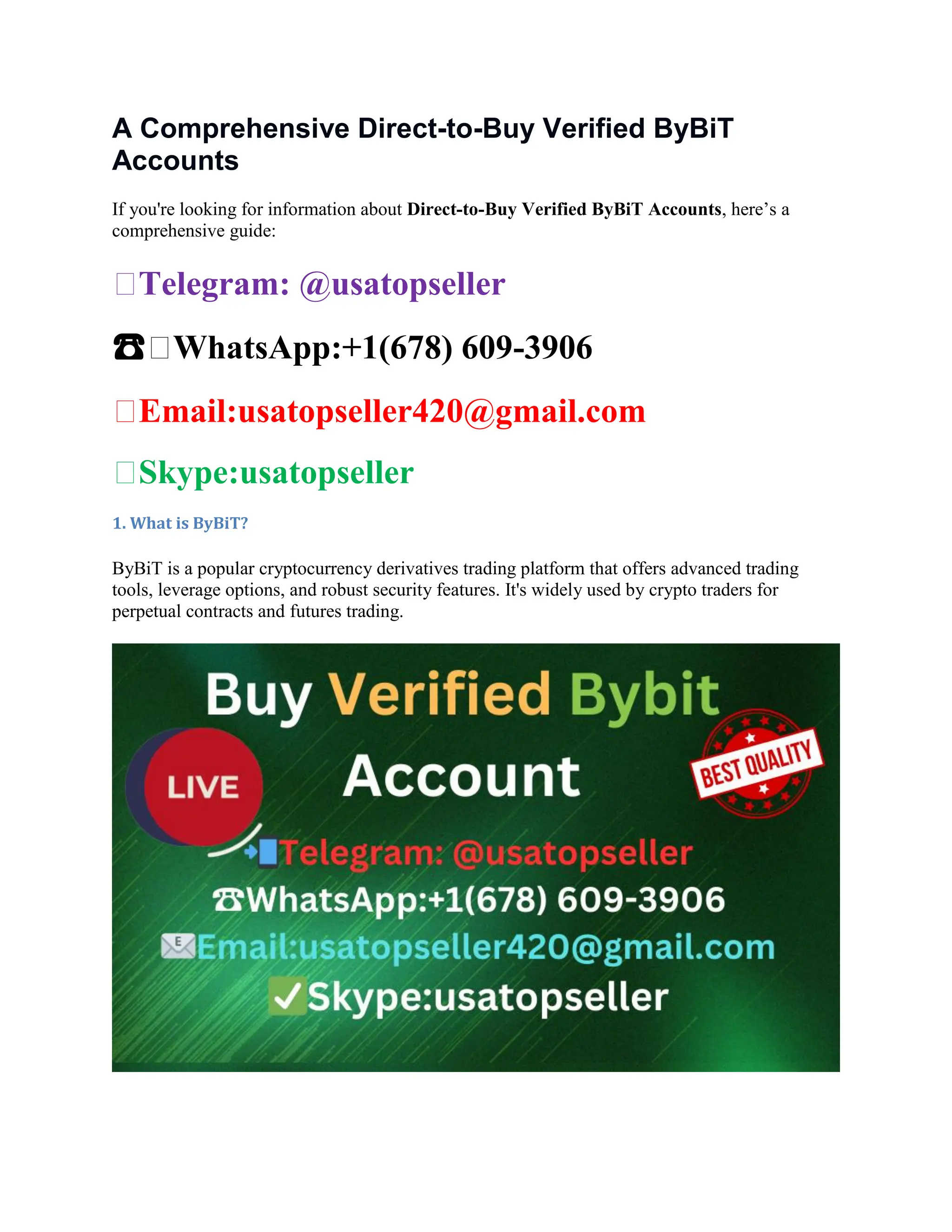 Buy Old & New Verified Bybit Accounts for sale | PDF