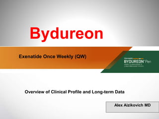 Exenatide Once Weekly (QW)
Overview of Clinical Profile and Long-term Data
Bydureon
Alex Aizikovich MD
 
