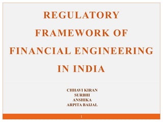 REGULATORY
FRAMEWORK OF
FINANCIAL ENGINEERING
IN INDIA
1
CHHAVI KIRAN
SURBHI
ANSHIKA
ARPITA BAIJAL
 