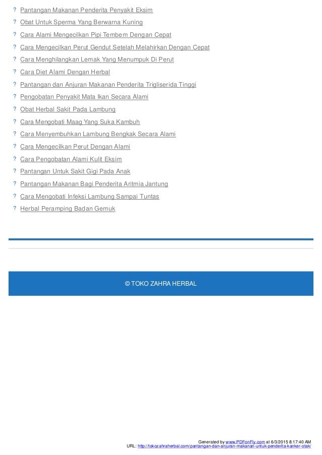 Pantangan dan anjuran makanan untuk penderita kanker otak