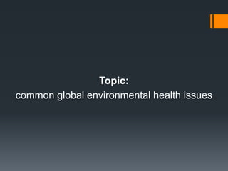 Topic:
common global environmental health issues
 
