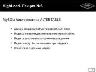15
HighLoad. Лекция №6
•
•
•
•
•
 
