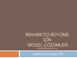 REKABETÇİ BÜYÜME
İÇİN
MODEL ÇÖZÜMLER
WWW.CEMSENGEZER.COM
KARA KUTU ANALİTİĞİ
 