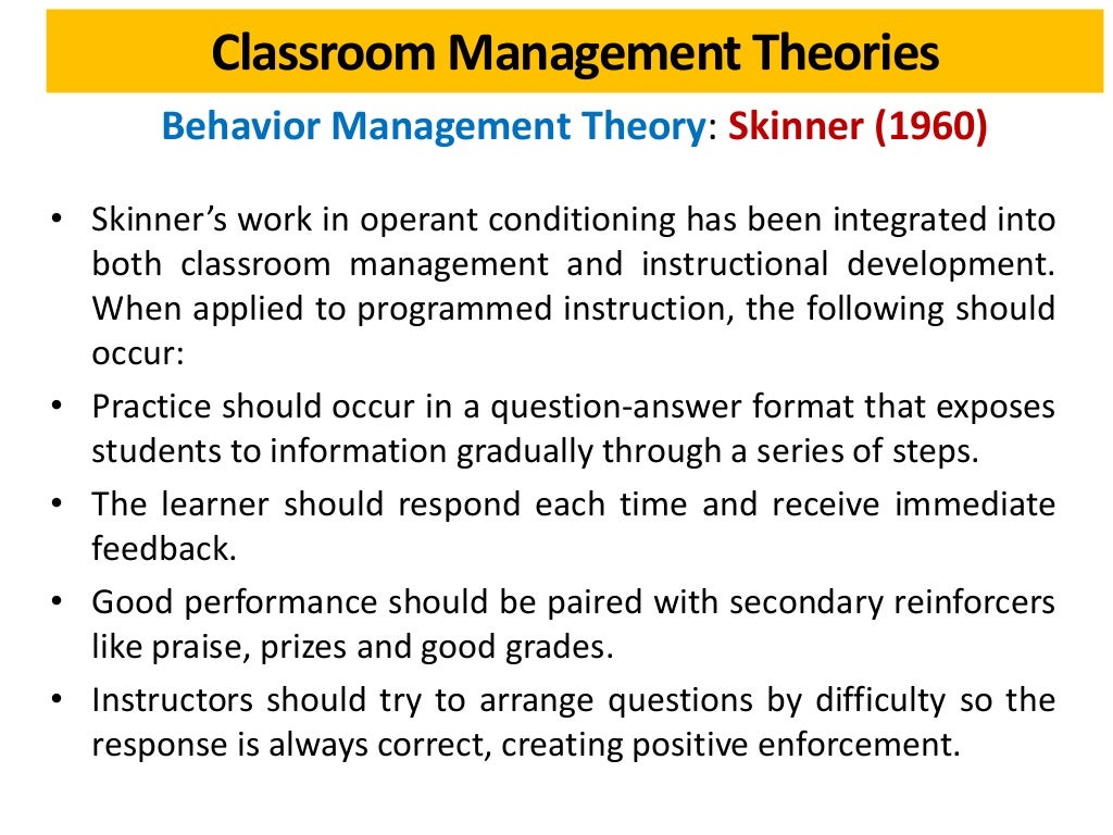 Classroom Management Theories Lesson Management 