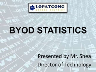 BYOD STATISTICS

     Presented by Mr. Shea
     Director of Technology
 
