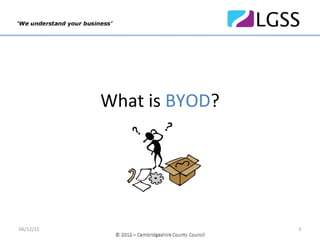 What is BYOD?




06/12/12                   3
 