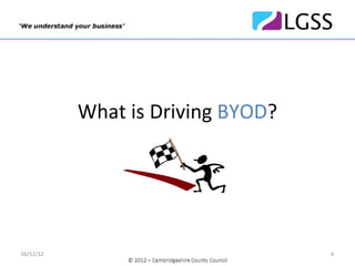 What is Driving BYOD?




06/12/12                           6
 