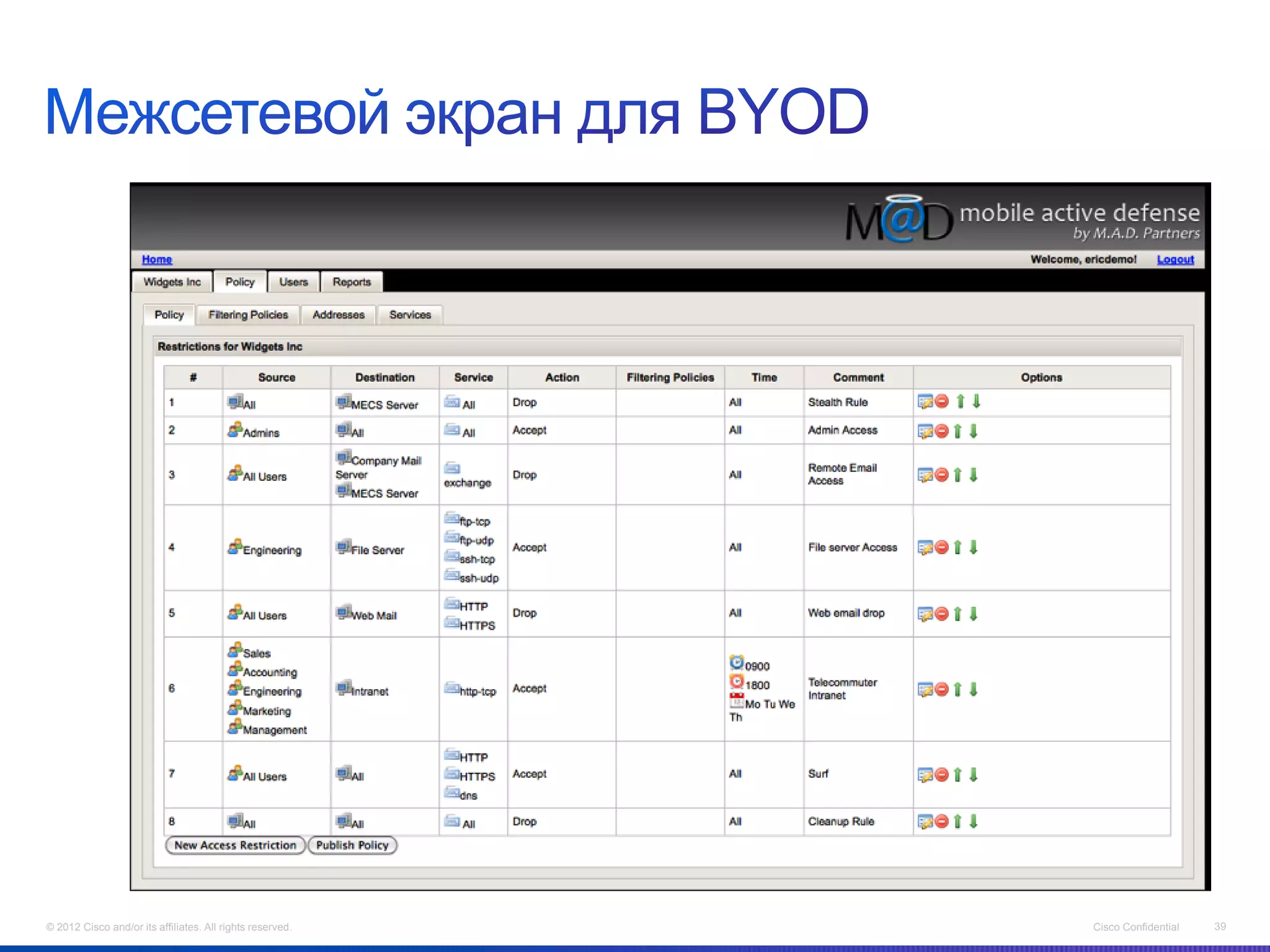 © 2012 Cisco and/or its affiliates. All rights reserved.   Cisco Confidential   39
 