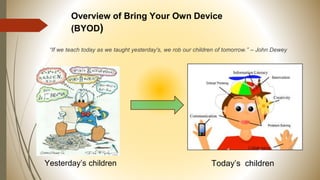 Overview of Bring Your Own Device
(BYOD)
“If we teach today as we taught yesterday's, we rob our children of tomorrow.” – John Dewey
Yesterday’s children Today’s children
 