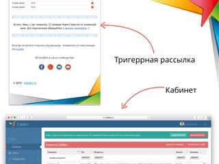 Тригеррная рассылка
Кабинет
 