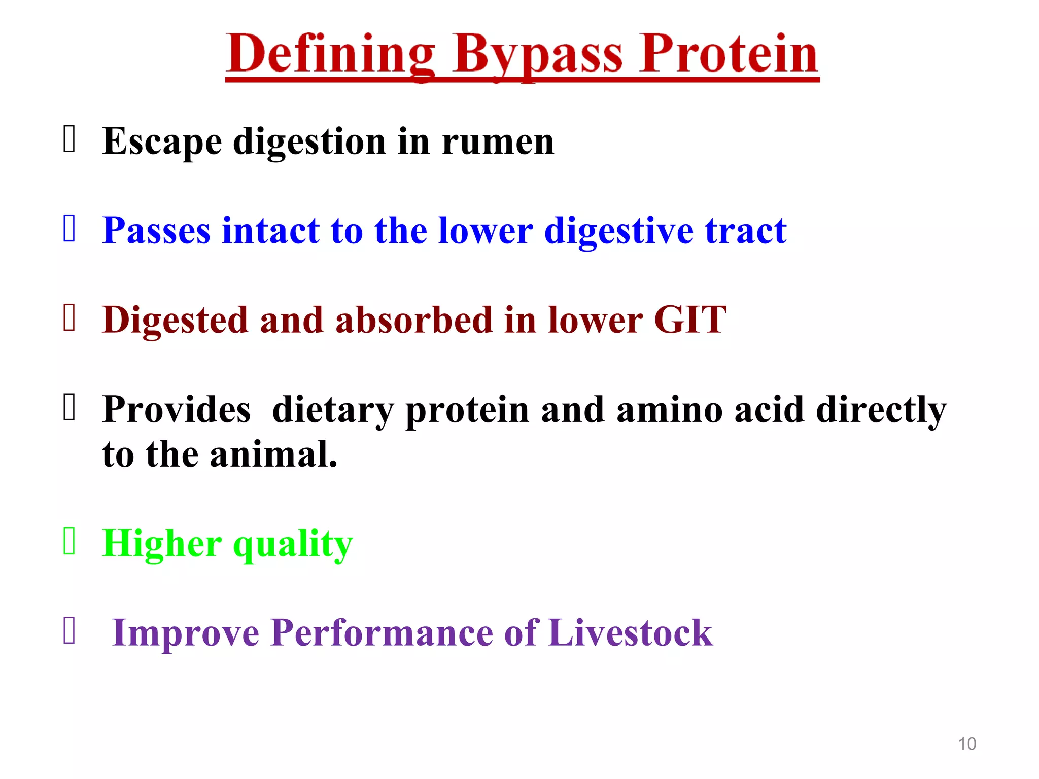 Bypass fat and bypass protein in livestock feeding PPT