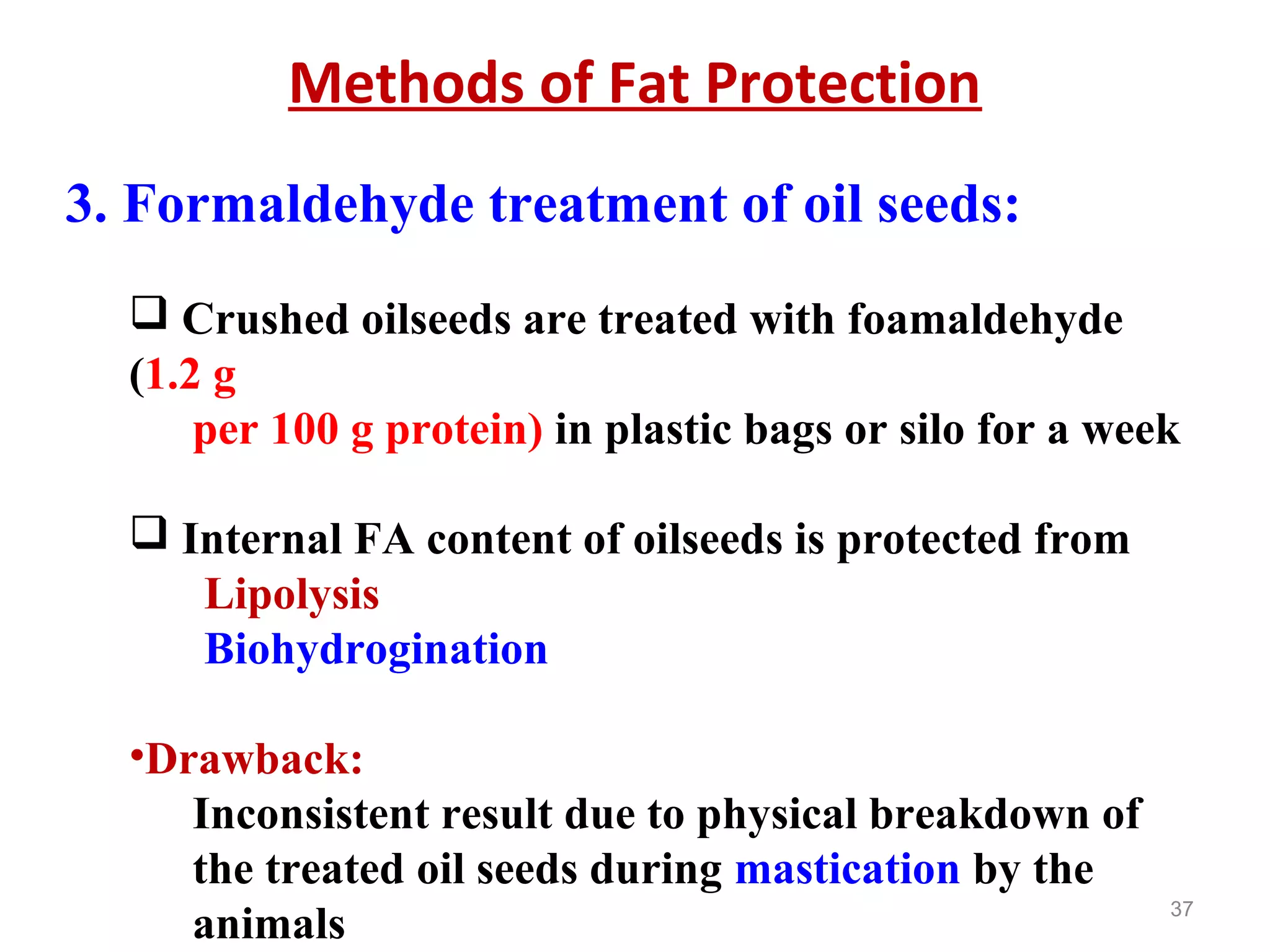 Bypass fat and bypass protein in livestock feeding PPT