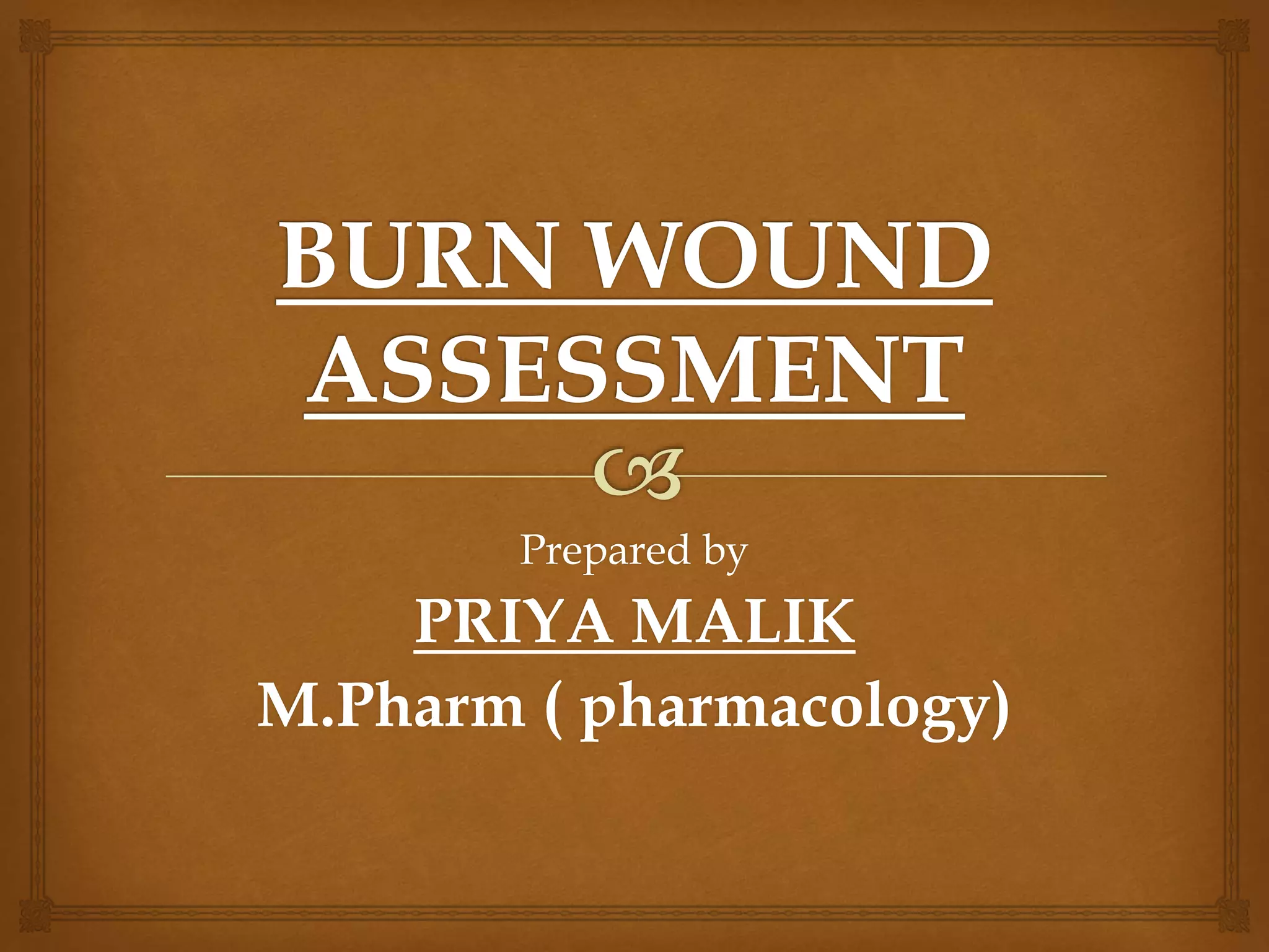 BURN WOUND ASSESSMENT by Priya Malik ( M.Pharm) | PPTX