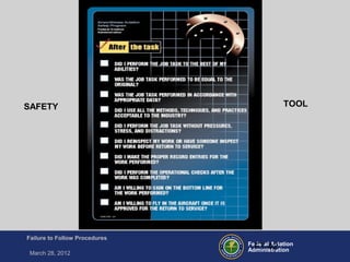 Federal Aviation
Administration
Failure to Follow Procedures
March 28, 2012
FT-42
SAFETY TOOL
 
