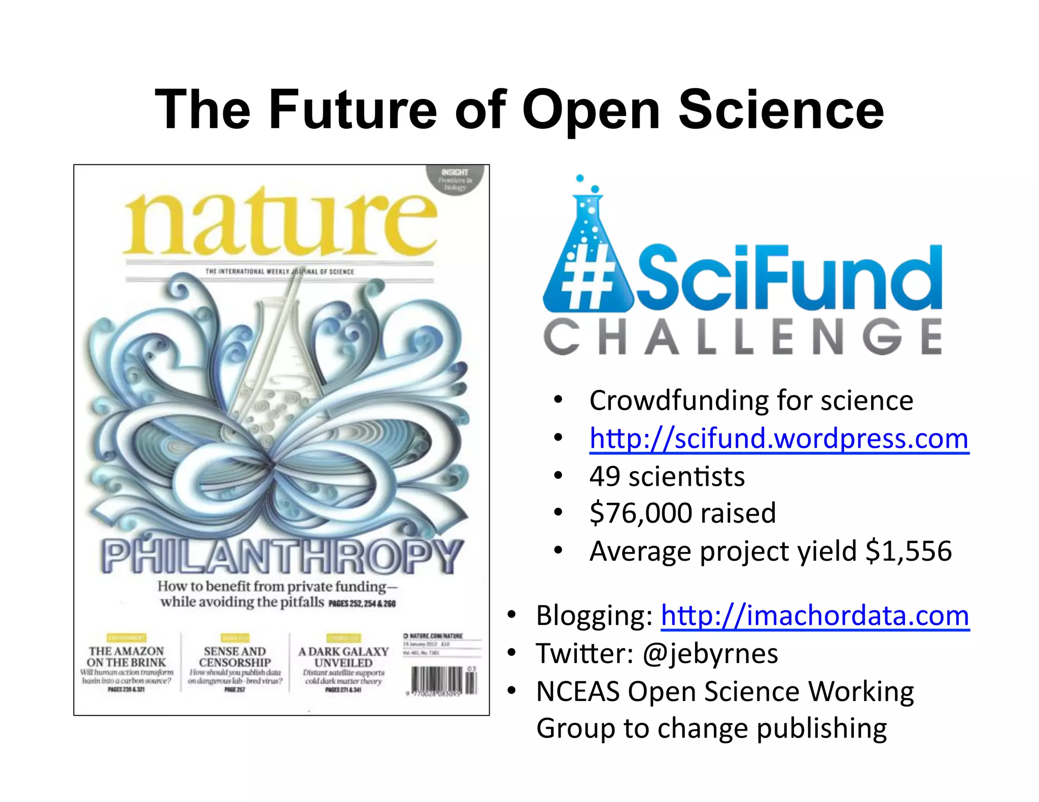 The Future of Open Science




               •    '(+$X4,O%40%/',$+'3.0)%.)'
               •    '6789::3.0,O%4=X$+48+)33=.$@'
               •    'KJ'3.0)%#3*3'
               •    'xMIEGGG'+"03)4'
               •    '1P)+"/)'8+$;).*'20)&4'xDEHHI'

            •  a&$//0%/9'6789::0@".6$+4"*"=.$@'
            •  ZX07)+9'y;)<2+%)3'
            •  !(-15'Q8)%'5.0)%.)'>$+?0%/'
               N+$O8'*$'.6"%/)'8O<&0360%/'
 