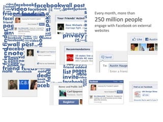 Every month, more than
250 million people
engage with Facebook on external
websites
 