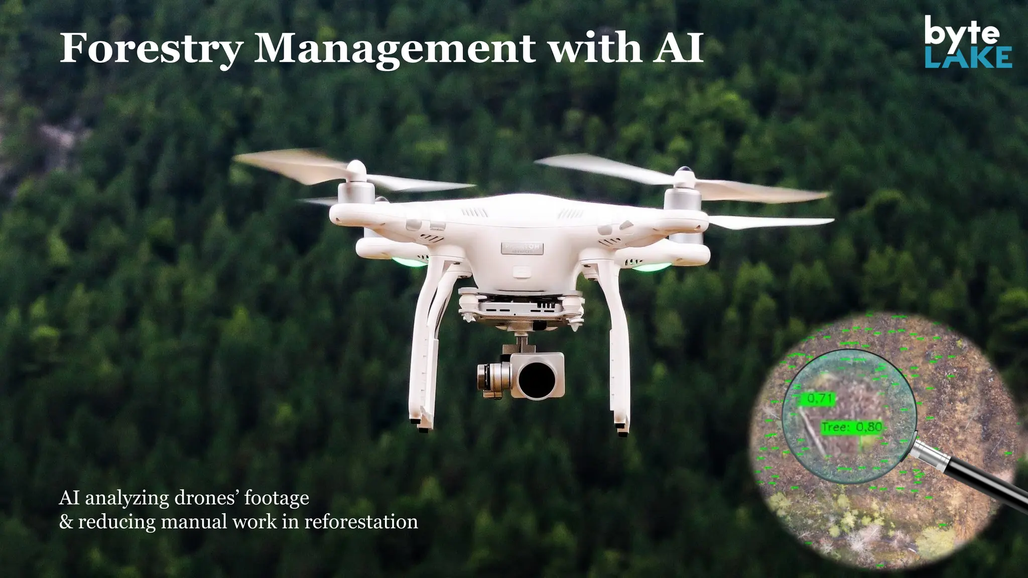 Forestry Management with AI
AI analyzing drones’ footage
& reducing manual work in reforestation
 