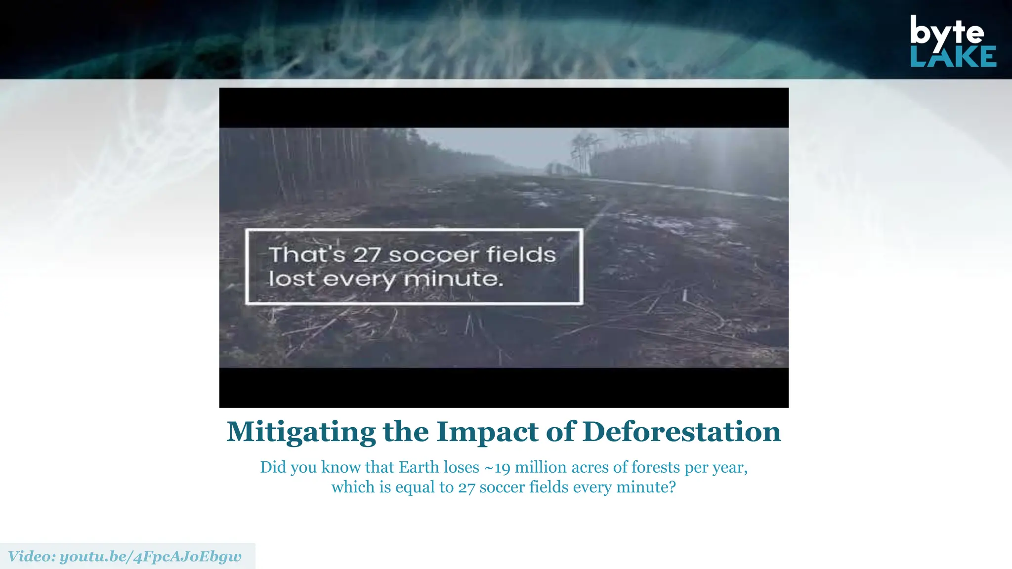 Mitigating the Impact of Deforestation
Did you know that Earth loses ~19 million acres of forests per year,
which is equal to 27 soccer fields every minute?
 