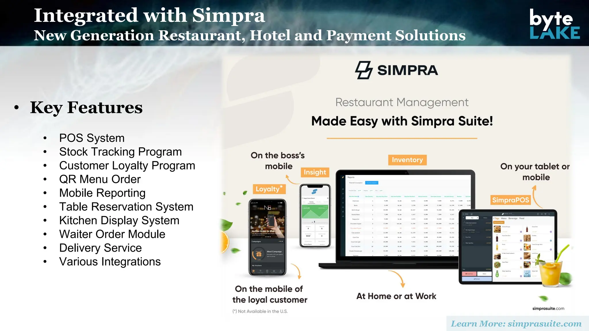 Integrated with Simpra
New Generation Restaurant, Hotel and Payment Solutions
• Key Features
• POS System
• Stock Tracking Program
• Customer Loyalty Program
• QR Menu Order
• Mobile Reporting
• Table Reservation System
• Kitchen Display System
• Waiter Order Module
• Delivery Service
• Various Integrations
 