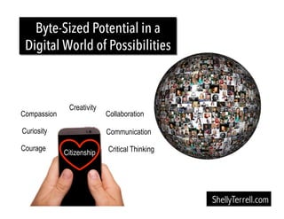 ShellyTerrell.com
Byte-Sized Potential in a
Digital World of Possibilities
Compassion
Communication
Creativity
Courage Critical Thinking
Curiosity
Citizenship
Collaboration
 