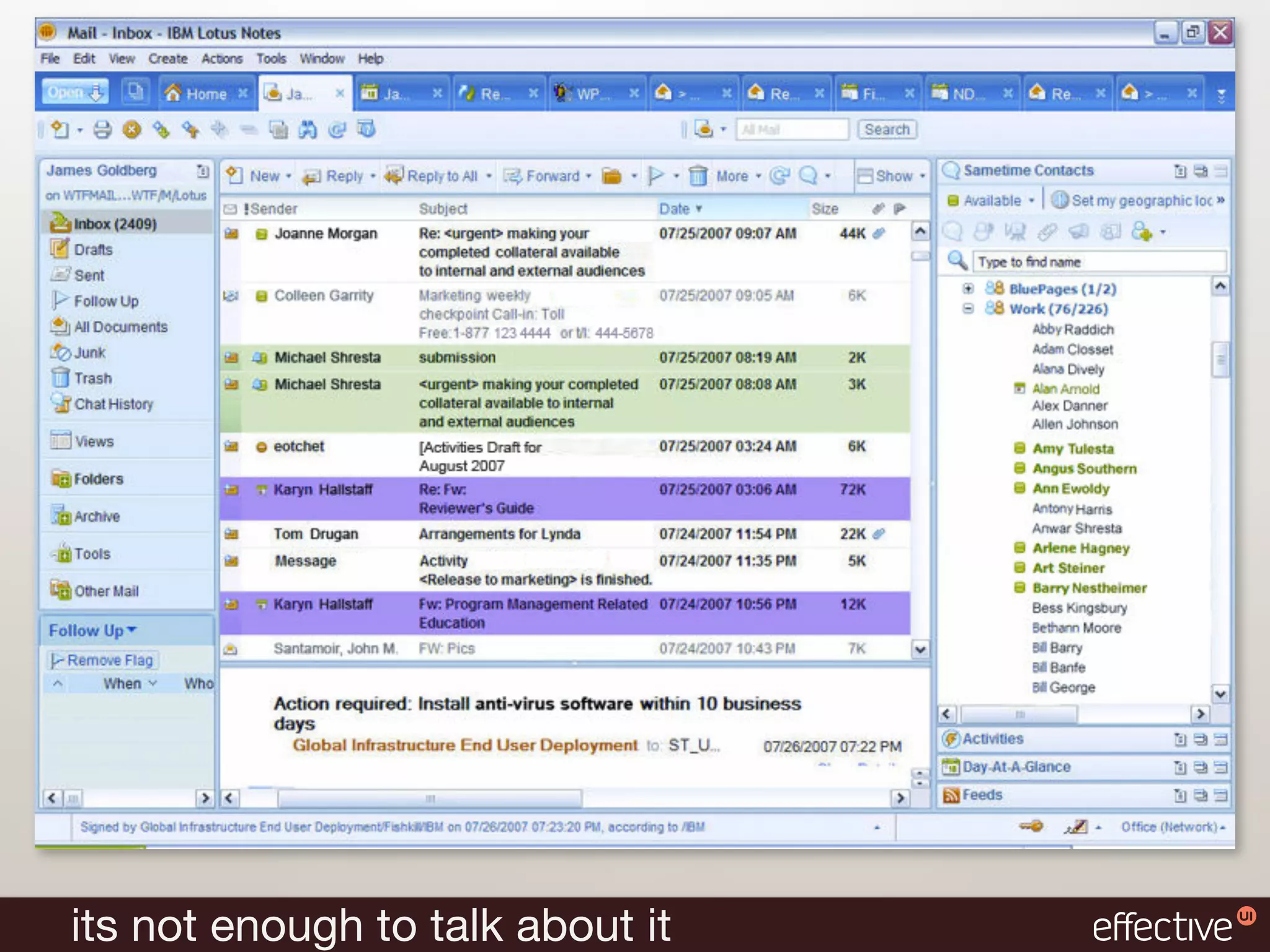 its not enough to talk about it
 