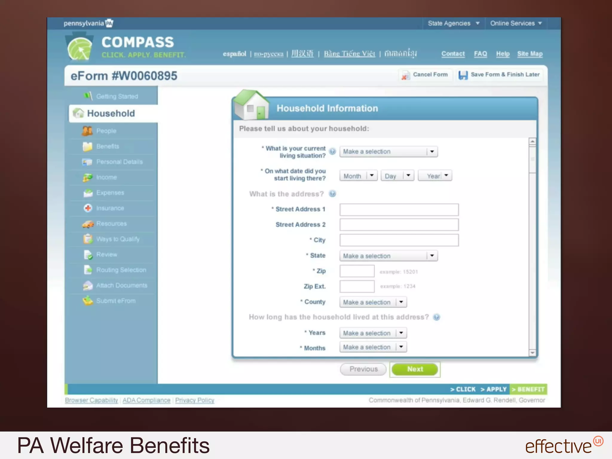 PA Welfare Beneﬁts
 