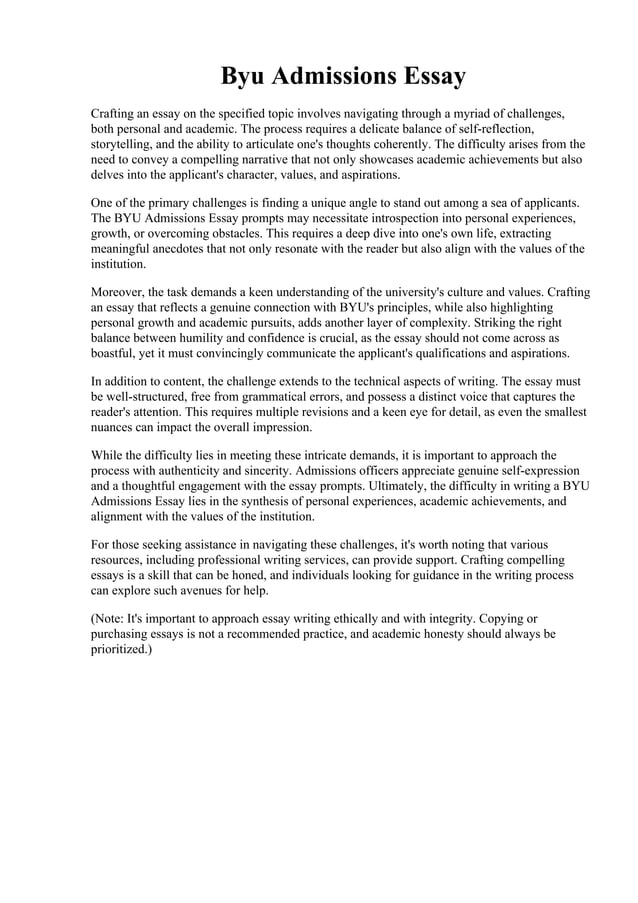 Byu Admissions Essay PDF