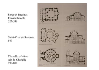 Serge et Bacchus
Constantinople
527-536




Saint-Vital de Ravenne
547




Chapelle palatine
Aix-la-Chapelle
790-800
 