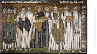 Church of San Vitale in Ravenna (Italy) Justinian and his court